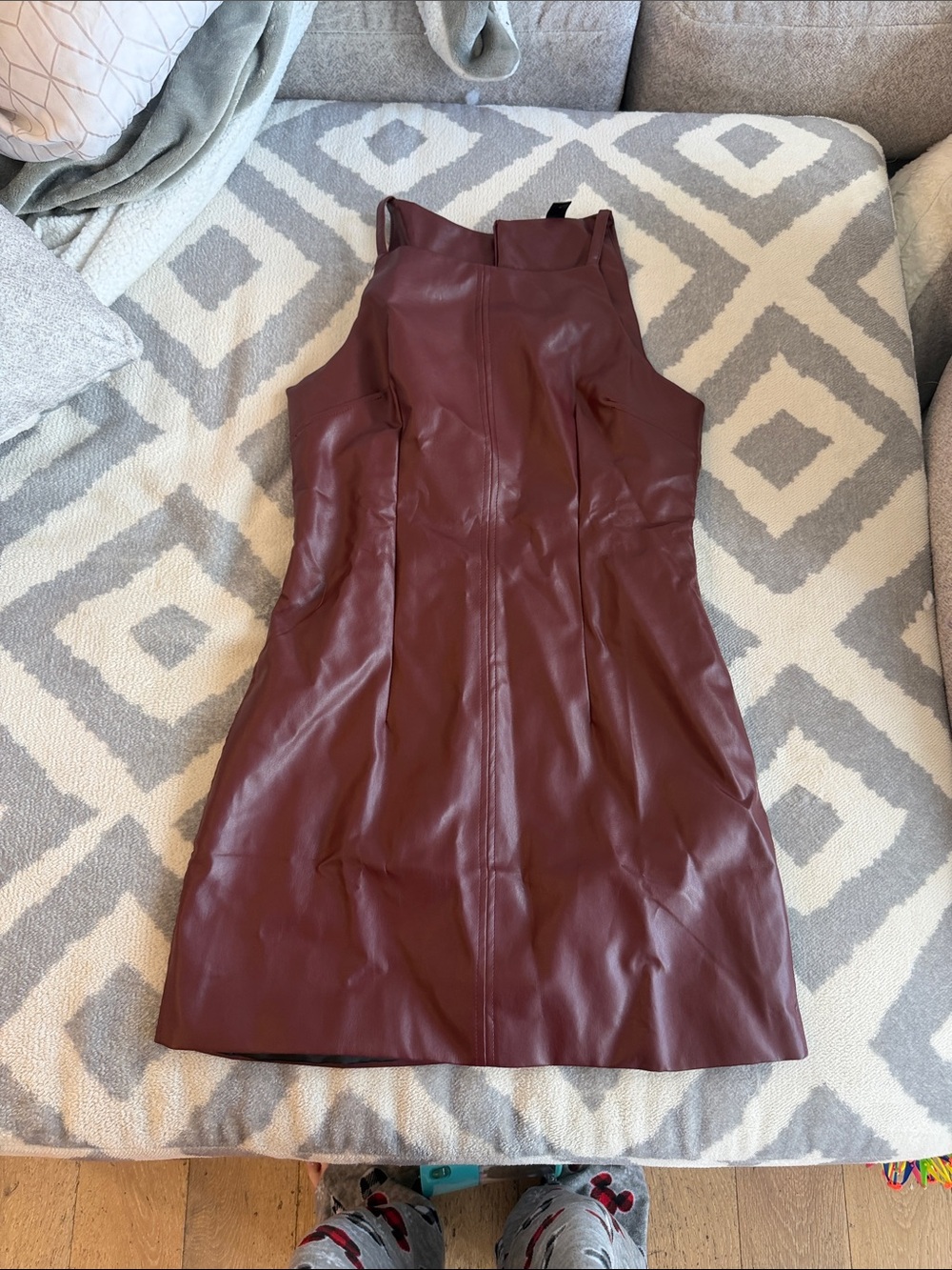 SHEIN Wine Faux Leather Mini Dress